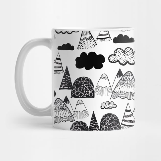 Mountains scandinavian style black and white by GULSENGUNEL